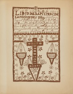 Plade 2: Jemez Book of Baptisms: Fra porteføljen "Spanske koloniale designs i New Mexico" af American 20th Century