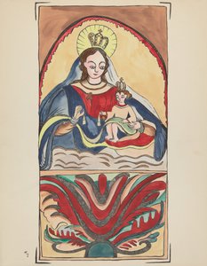 Plade 7: Our Lady of Mt. Carmel: Fra porteføljen "Spanske koloniale designs i New Mexico" af American 20th Century