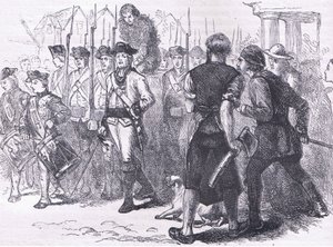 En landsmand tjæret og fjerklædt, illustration fra Cassells History of the United States udgivet af Cassell, Petter & Galpin, ca. 1900 (litho) af American English school