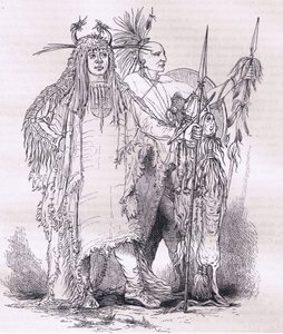 Gruppe af grænseindianere, illustration fra Cassells History of the United States udgivet af Cassell, Petter & Galpin, ca. 1900 (litho) af American English school