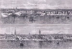 New York i midten af det nittende århundrede, illustration fra Cassells History of the United States udgivet af Cassell, Petter & Galpin, ca. 1900 (litho)