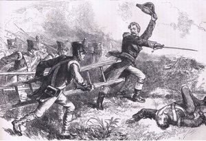 Pakenham leder angrebet af New Orleans, illustration fra Cassells History of the United States udgivet af Cassell, Petter & Galpin, ca. 1900 (litho) af American English school