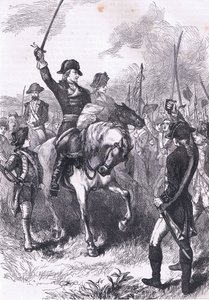 Uafhængighedserklæringen læst for hæren, illustration fra Cassells History of the United States udgivet af Cassell, Petter & Galpin, ca. 1900 (litho) af American English school