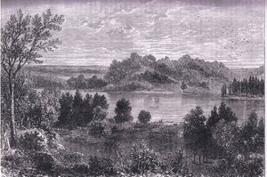 The valley of the Mississippi, illustration fra Cassells History of the United States udgivet af Cassell, Petter & Galpin, ca. 1900 (litho) af American English school