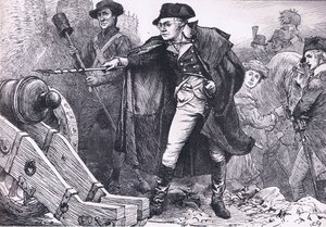 Washington ved belejringen af Yorktown, illustration fra Cassells History of the United States udgivet af Cassell, Petter & Galpin, ca. 1900 (litho) af American English school
