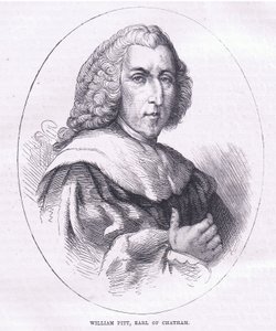 William Pitt, Earl of Chatham, illustration fra Cassells History of the United States udgivet af Cassell, Petter & Galpin, ca. 1900 (litho) af American English school