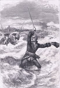 Wolfe lander ved Louisburg, illustration fra Cassells History of the United States udgivet af Cassell, Petter & Galpin, ca. 1900 (litho) af American English school