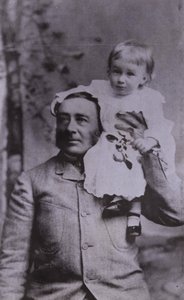 Franklin D Roosevelt, amerikansk politiker og 32. præsident i USA, som et lille barn med sin far