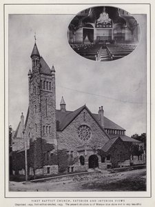 Jamestown, NY: First Baptist Church, eksteriør og interiør (s/h foto) af American Photographer (after)