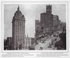 San Francisco: Spreckles or Call Building, Market Street; Market Street, der viser Chronicle Building (s/h-billede) af American Photographer (after)