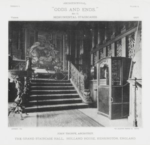The Grand Staircase Hall, Holland House, Kensington, England (s/h-billede) af American Photographer (after)