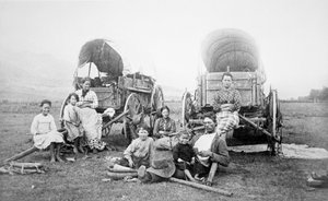 American Pioneer Family, ca. 1870 (s/h-billede) af American Photographer