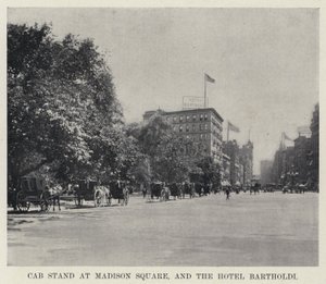 Cab Stand på Madison Square og Hotel Bartholdi (s/h foto) af American Photographer