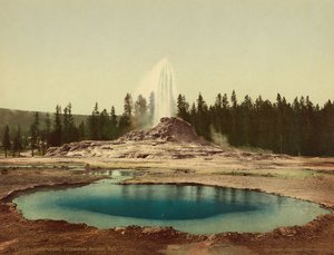 Castle Geyser, Yellowstone National Park, ca. 1898 (fotokrom) af American Photographer
