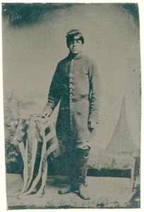 Charles H. Arnum, en menig i 54. Massachusetts Volunteer Infantry Regiment, 1864 (bliktypefoto) af American Photographer