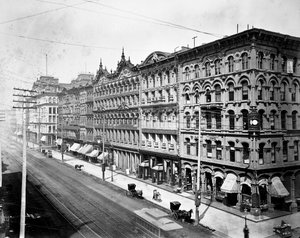 Østsiden af State Street ser mod nord fra Madison Street, Chicago, ca. 1878 af American Photographer