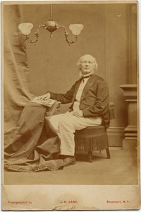 Horace Greeley (1811-72), amerikansk politiker og avisredaktør, foto af J H Kent, Brockport, New York (albumfoto) af American Photographer