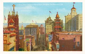 Kigger ned ad California Street fra Chinatown, San Francisco, Californien (farvefoto) af American Photographer