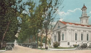 Miami, Florida, ca. 1925: Street View, der viser den presbyterianske kirke (farvefoto) af American Photographer
