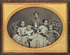 Portræt af fem børn,ca. 1850 (foto) af American Photographer