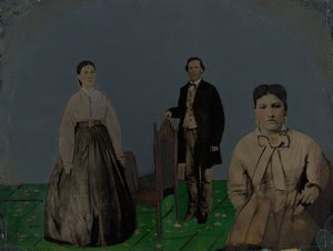 Portræt af to kvinder og en mand,1860