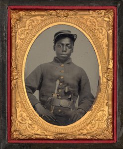 Portræt af en soldat, ca. 1863 (foto) af American Photographer