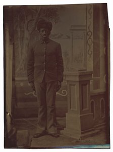 Portræt af en soldat, ca. 1880 (foto) af American Photographer