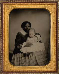 Portræt af en kvinde og et barn,ca. 1860 (foto) af American Photographer