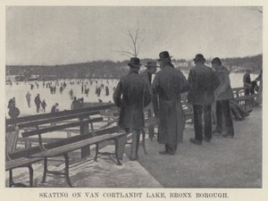 Skøjteløb på Van Cortlandt Lake, Bronx Borough (s/h foto) af American Photographer