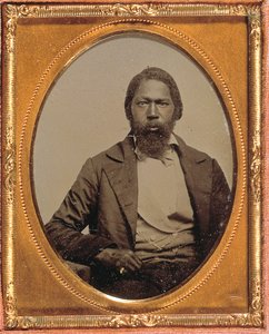 Stoisk mand, ca. 1855 (håndfarvet ambrotype på niende plade) af American Photographer