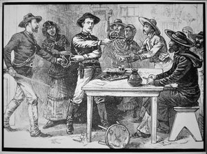 Texas Rangers arresterer en mexicansk fredløs, ca. 1880 (gravering) af American Photographer