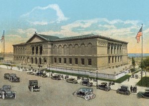 The Art Institute og Ferguson Fountain (farvet foto) af American Photographer