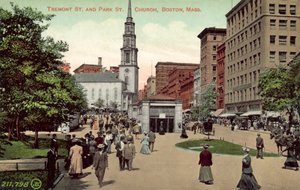 Tremont Street og Park Street Church, Boston, Massachusetts (farvefoto) af American Photographer