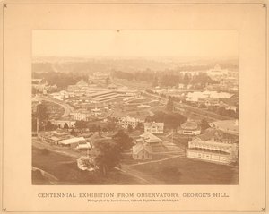 Udsigt over Centennial International Exhibition, fra Observatoriet, Georges Hill, Philadelphia, 1876 (sølvalbumin-tryk) af American Photographer