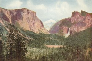 Yosemite Valley, Californien, generel udsigt fra Artists Point (farvet foto) af American Photographer