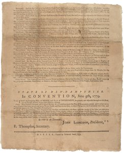 En erklæring om rettigheder og en bøn fra regeringen for staten New Hampshire, 1779 af American School