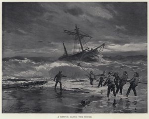 En redning langs Øresund (litho) af American School