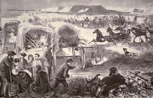 Et vogntog blev til en indhegning på Oregon Trail af American School