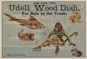 Glædelig jul, handelskort, der reklamerer for Udell træfade af American School