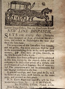 Annonce for New Line Dispatch, fra The New York Journal & Patriotic Register, 6. april, 1793 (print) af American School