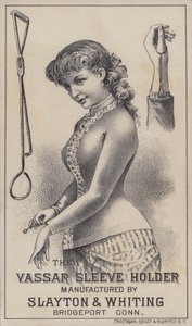 Annonce for Vassar ærmeholder, fremstillet af Slayton & Whiting, Bridgeport, Connecticut, USA (farve litho) af American School