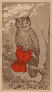 Reklamekort for Reliance-korsetter (farvelitografi) af American School