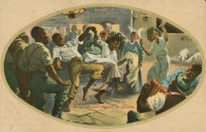 Afroamerikansk dans i Dixie (farve litho) af American School