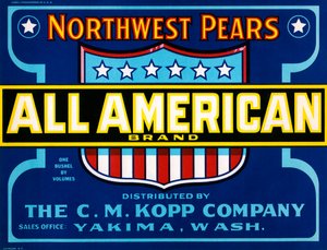 Frugtkasselabel fra alle amerikanske mærker, ca. 1920 (litografi) af American School