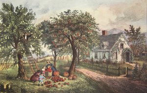 American Homestead - efterår, udg. 1869, Currier & Ives af American School
