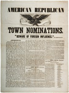 American Republican Town Nominations: Pas på udenlandsk indflydelse, ca. 1845