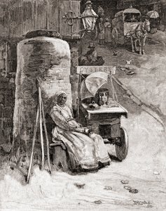 En østerssælger med sin vogn nær Washington Navy Yard, Washington D.C., i det 19. århundrede, fra 