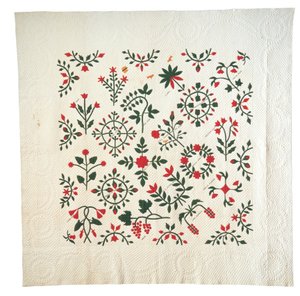 Applikation og broderet havebotanisk albumdyne af American School
