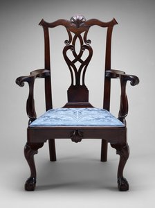 Lænestol, ca. 1760-1790 (sort valnød; sydlig gul fyr) af American School