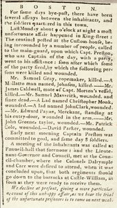 Artikel fra Boston Chronicle, der beskriver begivenhederne under Boston-massakren, 5. marts, 1770 (avispapir) af American School